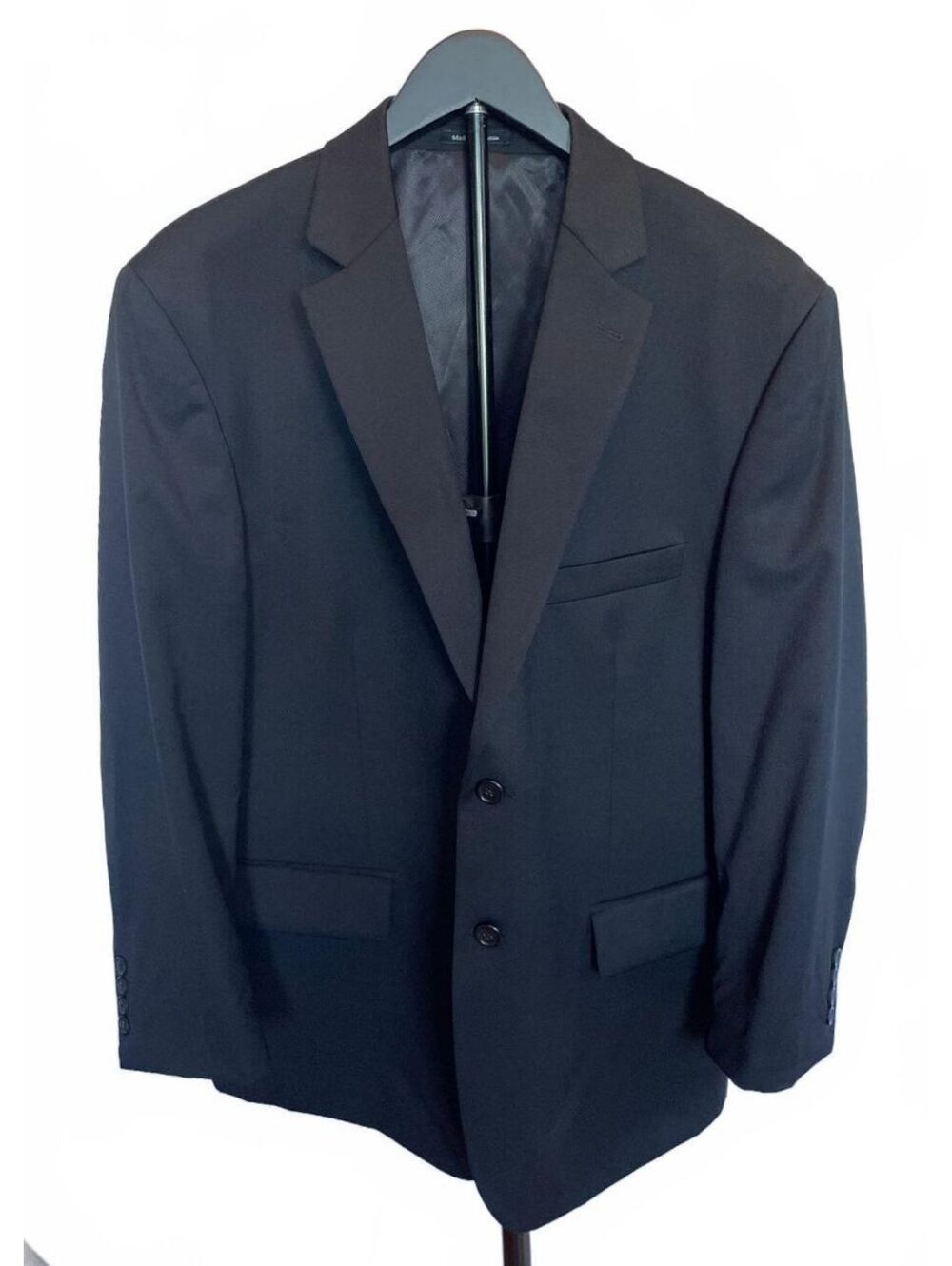Pronto Uomo Platinum Black 100% Wool Blazer Sport Coat Men's 46 Short 2 Button - Picture 1 of 9